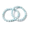 Round Natural Hemimorphite Beaded Stretch Bracelets for Men Women BJEW-B136-01B-4