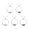 Natural Mixed Gemstone Bullet Link Slider Bracelets BJEW-JB09901-1