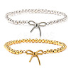 2Pcs Bowknot 304 Stainless Steel Link Bracelets ZF9724-1-2