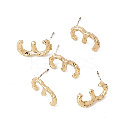 Brass Number Stud Earrings with 925 Sterling Silver Pins for Women EJEW-A077-01C-1