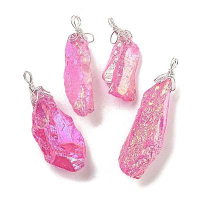 Electroplated Raw Rough Natural Quartz Crystal Big Pendants G-A229-02P-08-1