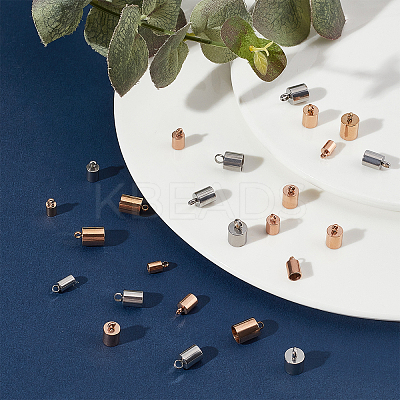 32Pcs 8 Style 304 Stainless Steel Cord Ends STAS-SC0003-75-1
