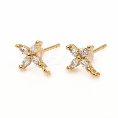 Brass Stud Earring Findings X-ZIRC-L096-14G-1