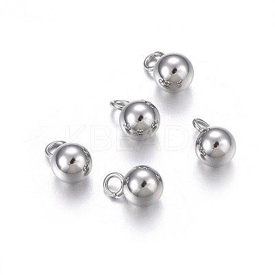 Tarnish Resistant 304 Stainless Steel Sphere Charms X-STAS-O107-04P-A-1