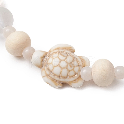 Synthetic Turquoise & Wood & Glass Beaded Stretch Bracelets for Women BJEW-JB11126-01-1