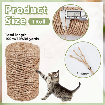 100M Jute Twisted Cord OCOR-WH0078-470B-1