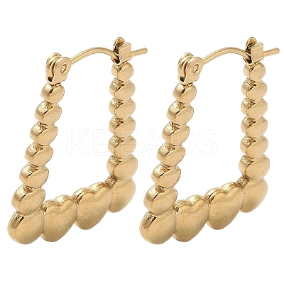 Bubble Trapezoid 201 Stainless Steel Half Hoop Earrings for Women EJEW-G385-32G-1