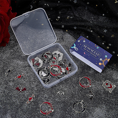 32Pcs 8 Styles Alloy Enamel Pendants ENAM-SC0007-41-1