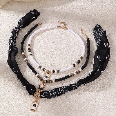 Zinc Alloy Enamel Rectangle Pendant 3 Layer Necklaces FS-WG84DD6-01-1