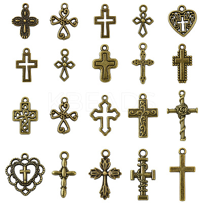 100 Pcs 20 Styles Tibetan Style Alloy Pendants FIND-CJ0003-90-1