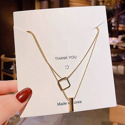 316 Surgical Stainless Steel Double Layer Column & Square Pendant Necklaces NJEW-P324-04G-1