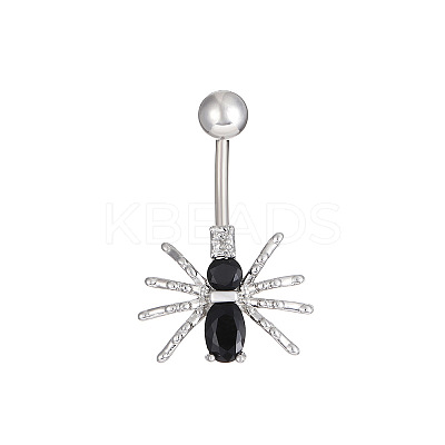 Spider 304 Stainless Steel Micro Pave Cubic Zirconia Belly Rings FS-WGE57A2-01-1