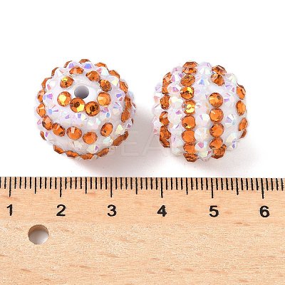 Striped Resin Rhinestone Beads OACR-A037-01F-1