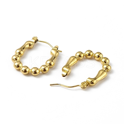 Ion Plating(IP) 304 Stainless Steel Round Beaded Hoop Earrings for Women EJEW-I284-17G-1