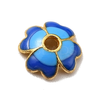 4-Petal Alloy Enamel Bead Caps FIND-G029-06G-04-1