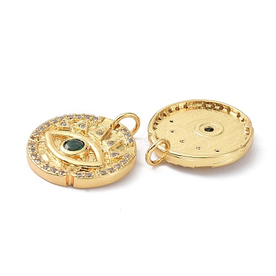 Brass Clear and Green Cubic Zirconia  Pendants ZIRC-C024-30G-1