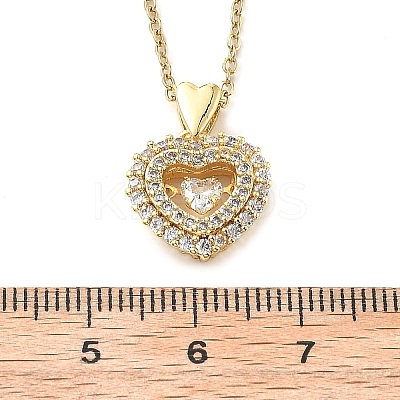 Heart 304 Stainless Steel Micro Pave Cubic Zirconia Pendant Necklaces for Women NJEW-D288-05G-1