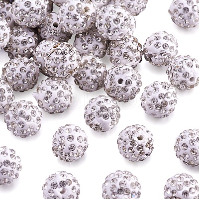 Polymer Clay Pave Rhinestone Beads RB-Q197-12mm-01-1