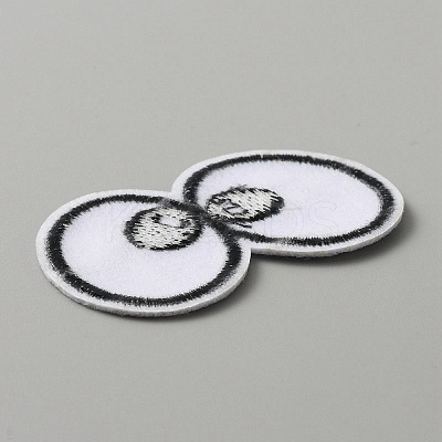 Cartoon Style Double Eye Embroidered Cloth Patches PATC-WH0001-116A-1
