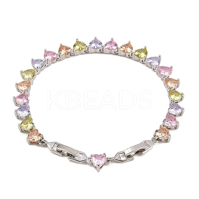 Platinum Tone Brass Micro Pave Cubic Zirconia Tennis Bracelets BJEW-B160-01P-01-1