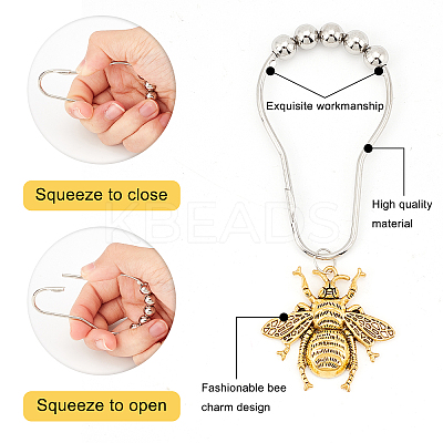 AHADEMAKER DIY Bathroom Bees Shower Curtain Rings Kit DIY-GA0003-88-1