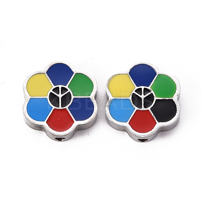 304 Stainless Steel Enamel Beads STAS-T052-14P-1