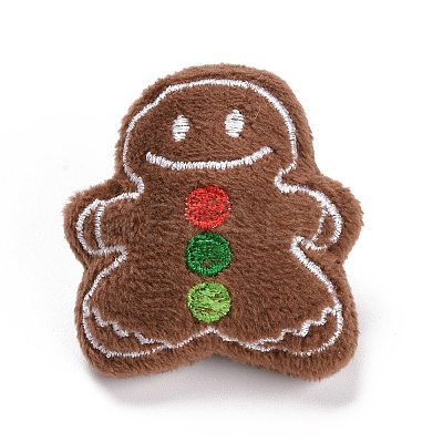 Gingerbread Man Cotton & Non-Woven & Velvet Fabric Brooch JEWB-A003-11-1