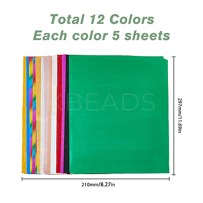 60 Sheets 12 Colors A4 Hot Stamping Foil Paper DIY-FH0005-43-1
