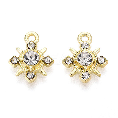 Rack Plating Alloy and Rhinestone Pendants PALLOY-T090-47KCG-1