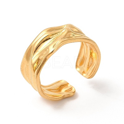 Ion Plating(IP) 304 Stainless Steel Twist Open Cuff Ring for Women RJEW-E063-24G-1