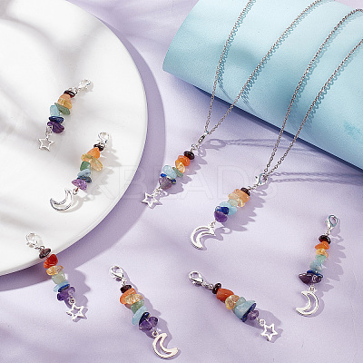 20Pcs 2 Styles Chakra Theme Natural Gemstone Pendant Decorations HJEW-CN0001-24-1