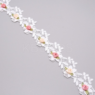 Lace Trim Colorful Flower Pattern DIY Embroidered Trim Ribbons DIY-WH0182-13-1