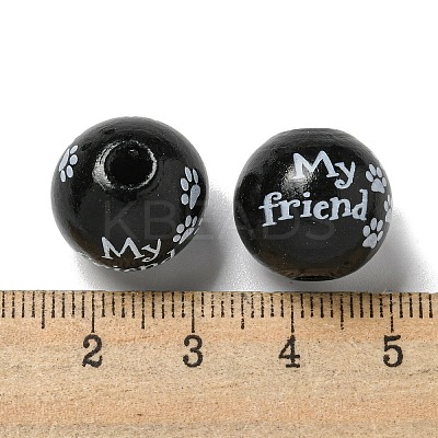 Printed Wood European Beads WOOD-G022-20F-1