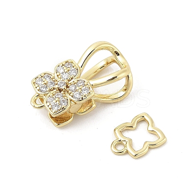 Brass Micro Pave Clear Cubic Zirconia Interlocking Clasps LS-KK-U059-16G-1