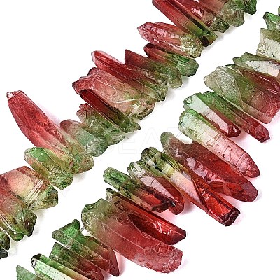 Two Tone Spray Painted Natural Quartz Crystal Points Beads Strands G-Q610-03A-1