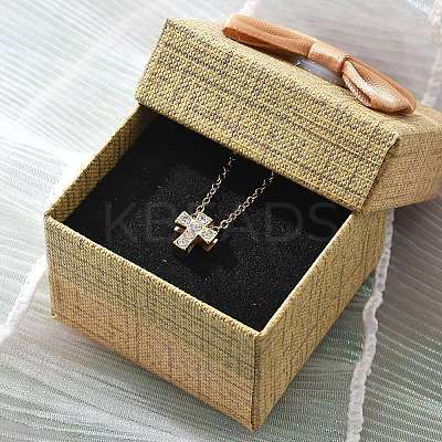 304 Stainless Steel Crystal Rhinestone Pendant Cable Chain Necklaces for Women NJEW-C062-01D-G-1