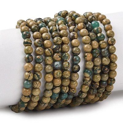 Natural Green Dragon Veins Beads Strands G-D098-A01-4mm-1