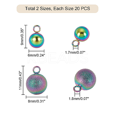 40Pcs 2 Styles PVD Vacuum Plating 304 Stainless Steel Charms STAS-UN0021-81M-1