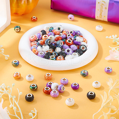 120Pcs 12 Colors Opaque Resin European Beads RESI-TA0004-80-1