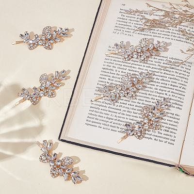 6Pcs Zinc Alloy Rhinestone Hair Bobby Pins PHAR-GO0001-10-1