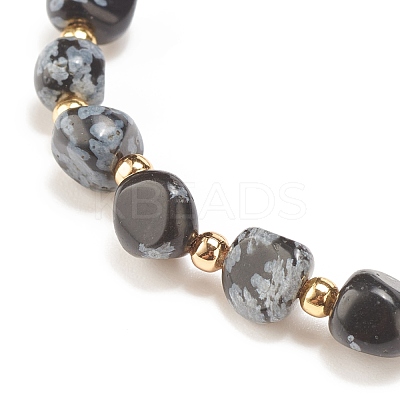 Natural Snowflake Obsidian Round Beaded Stretch Bracelet BJEW-JB08197-04-1