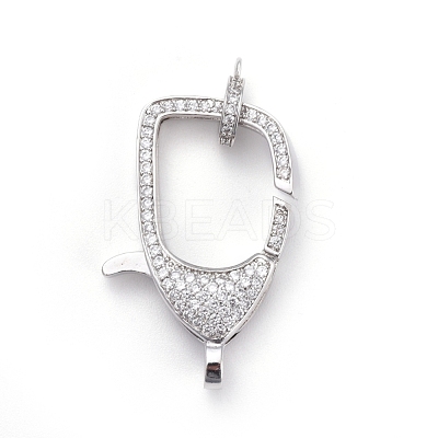 Brass Micro Pave Cubic Zirconia Lobster Claw Clasps ZIRC-F110-94P-04-1