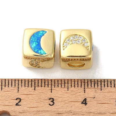 Rack Plating Brass Micro Pave Cubic Zirconia Beads KK-P268-01G-12-1
