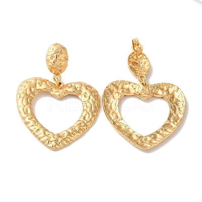 Textured Heart Ion Plating(IP) 304 Stainless Steel Stud Earrings for Women EJEW-L287-022G-1