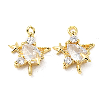 Brass Pave Clear Cubic Zirconia Connector Charms KK-H460-19G-1