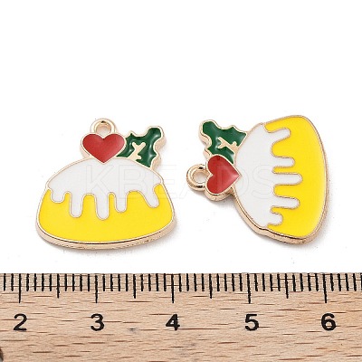Light Gold Plated Alloy Enamel Pendants ENAM-M219-03KCG-1