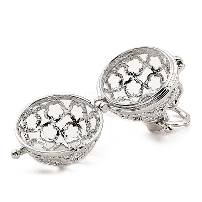 Rack Plating Brass Bead Cage Pendants KK-D025-01C-P-1