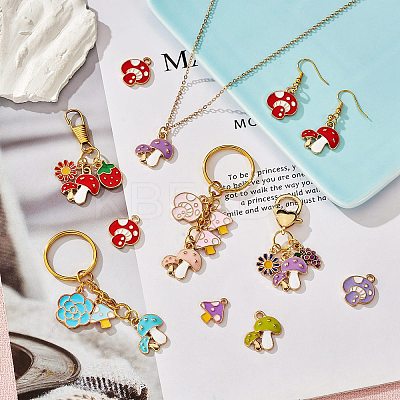 48Pcs 12 Style Autumn Theme Alloy Enamel Charms ENAM-SZ0003-12-1