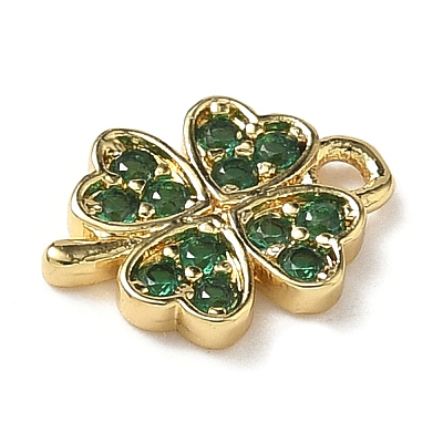 Brass Micro Pave Cubic Zirconia Charms KK-I276-44G-1