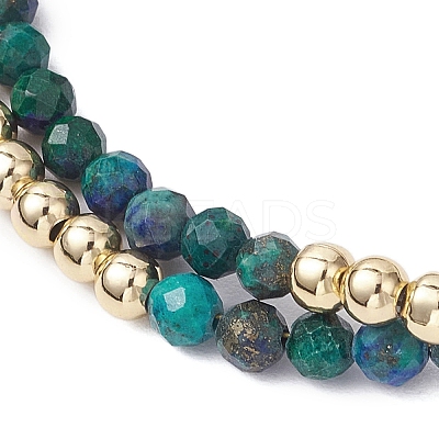 Natural Chrysocolla & Lapis Lazuli Round Beadeds Double-layered Bracelets for Women BJEW-JB12095-02-1